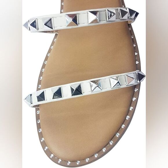 New Forever Flat Studded Over the toe strap Sandals - Picture 2 of 5